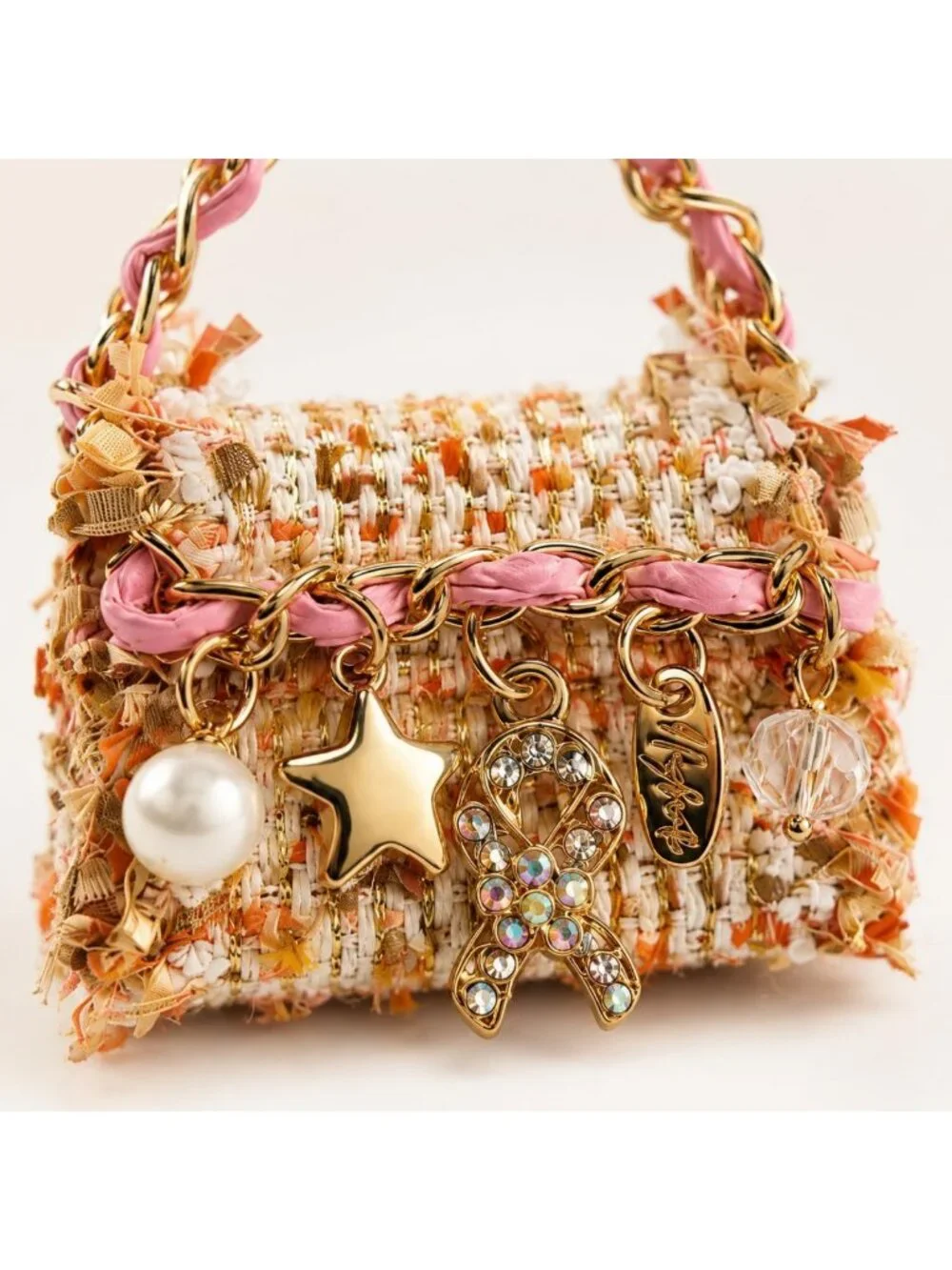 Chic Tweed Check Mini Bag Keychain | Stylish Accessory for Everyday Use